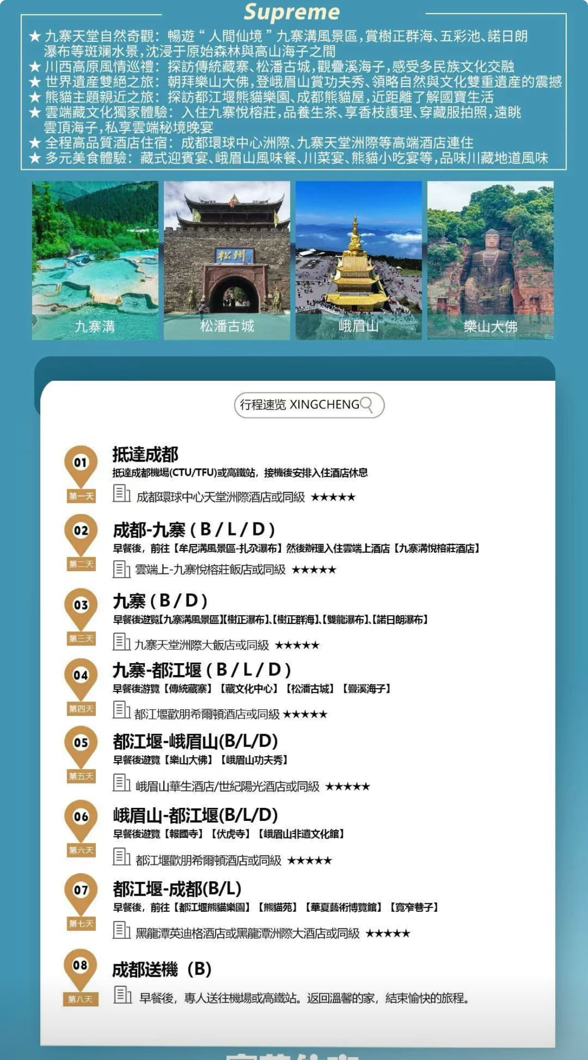 传奇九寨 · 峨眉 / 都江堰 8 天游 — 3 / 5